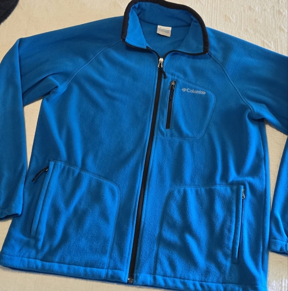 Columbia Bright Blue Full-Zip Fleece Jacket, Size Large - Picture 1 of 8